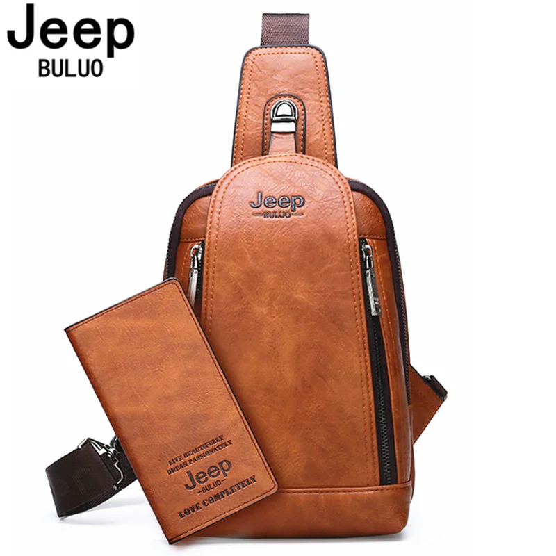 JEEP BULUO męska torba Crossbody torba na klatkę piersiowa duży rozmiar wysokiej jakości duża pojemność skóra Split z paskiem na ramię torba crossbody torba