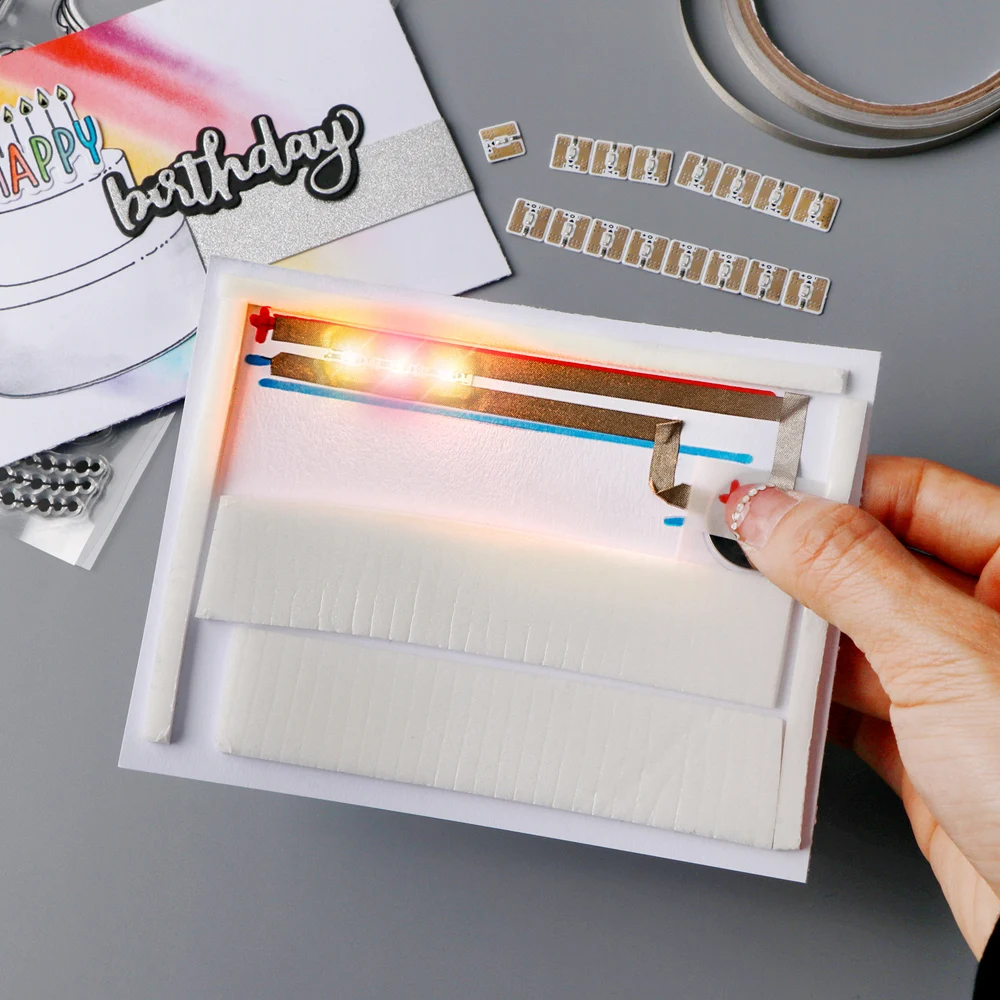 1 rolo de fita condutora de tecido + 30 peças de luz led kit de artesanato mini kit inicial para projetos de artesanato adicionar luzes para uma árvore de natal