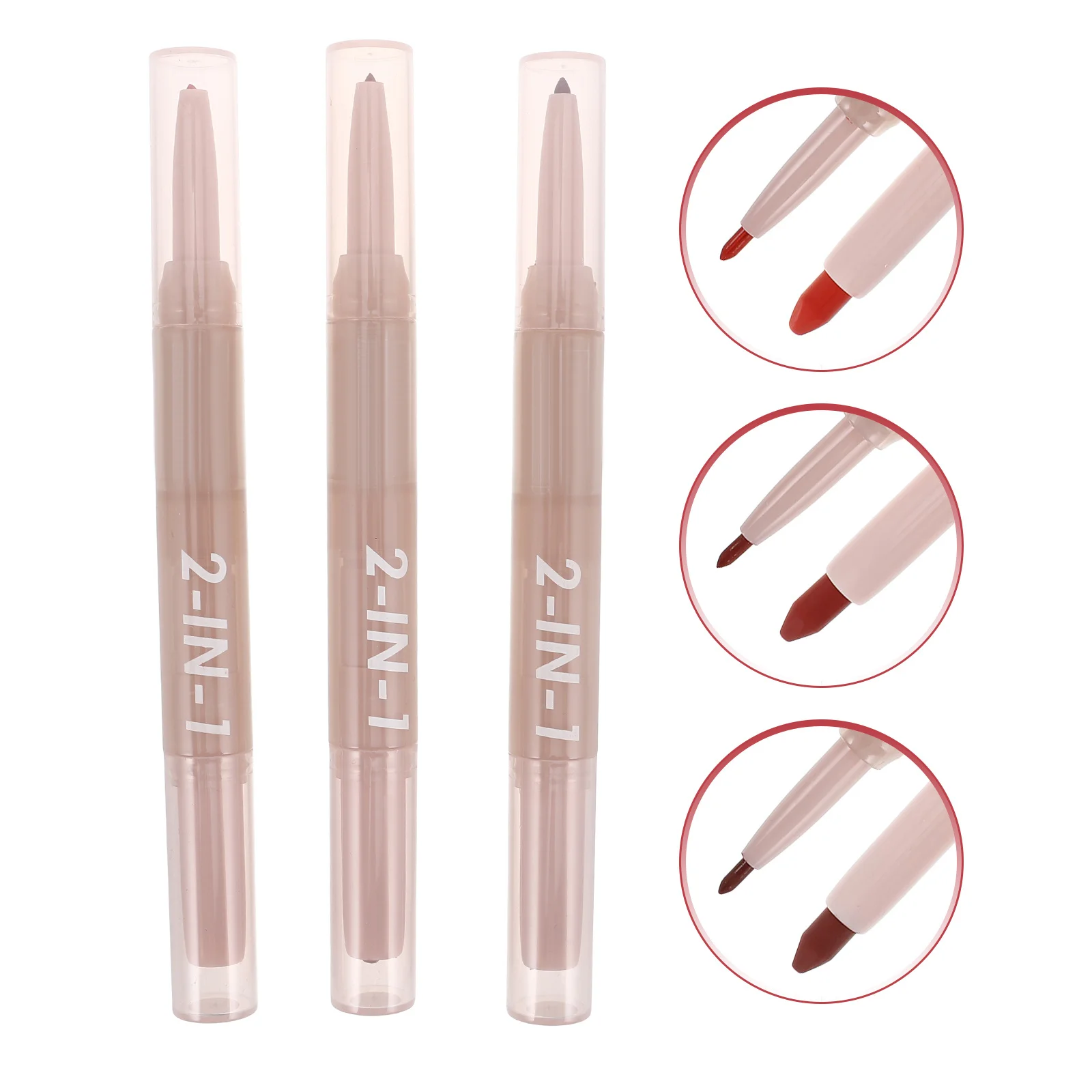 3 pezzi set di matite per labbra opache Dualended penna per rossetto a lunga durata trucco per labbra pennarello per labbra set di matite per labbra per trucco