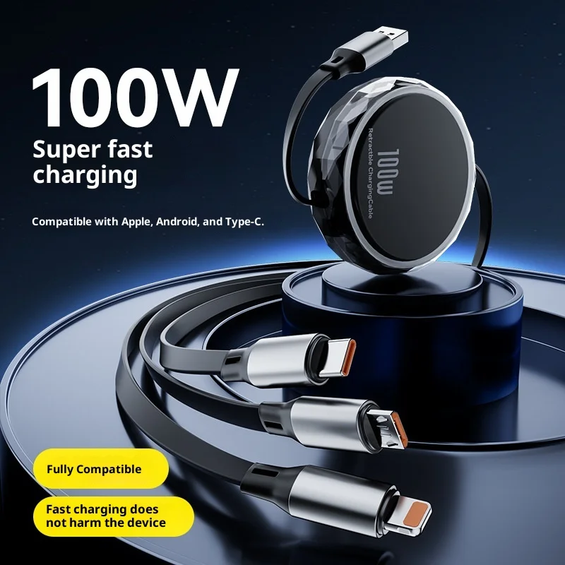 

3 в 1 100 Вт 6 А USB-A к Type C Micro Lightning Кабель для быстрой зарядки данных для Samsung Huawei Android Телефон USB Зарядное устройство Провод