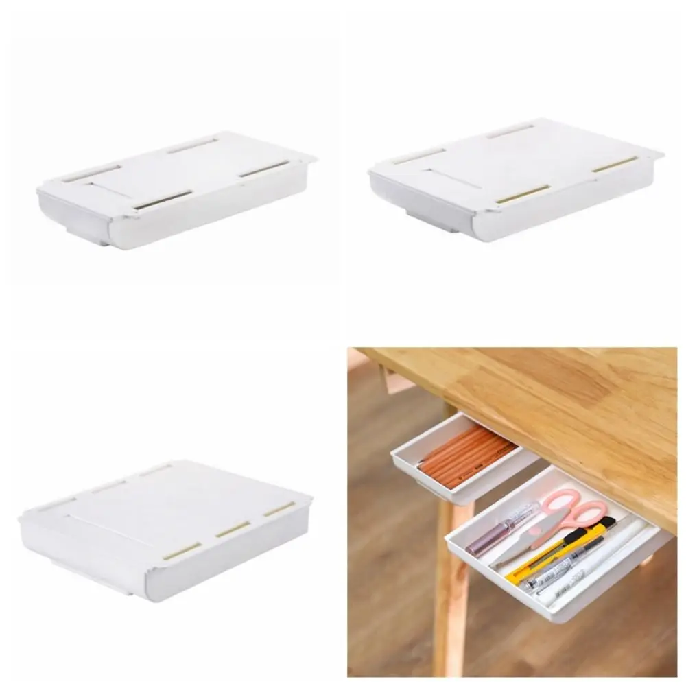 Hidden Drawer Organizer No-Punch Under Desk Stationery Box Paste Small Drawer Tray Under Drawer Desk Miscellaneous Storage