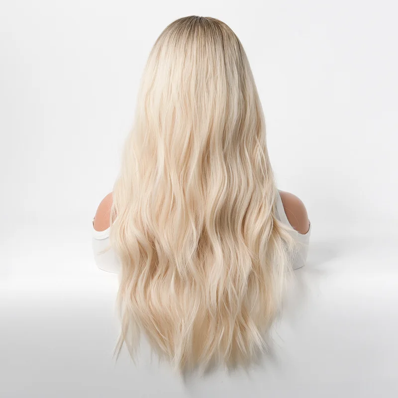 Venda quente peruca feminina cabelo encaracolado ondulado peruca capuz loiro mudança gradual cabelo longo encaracolado