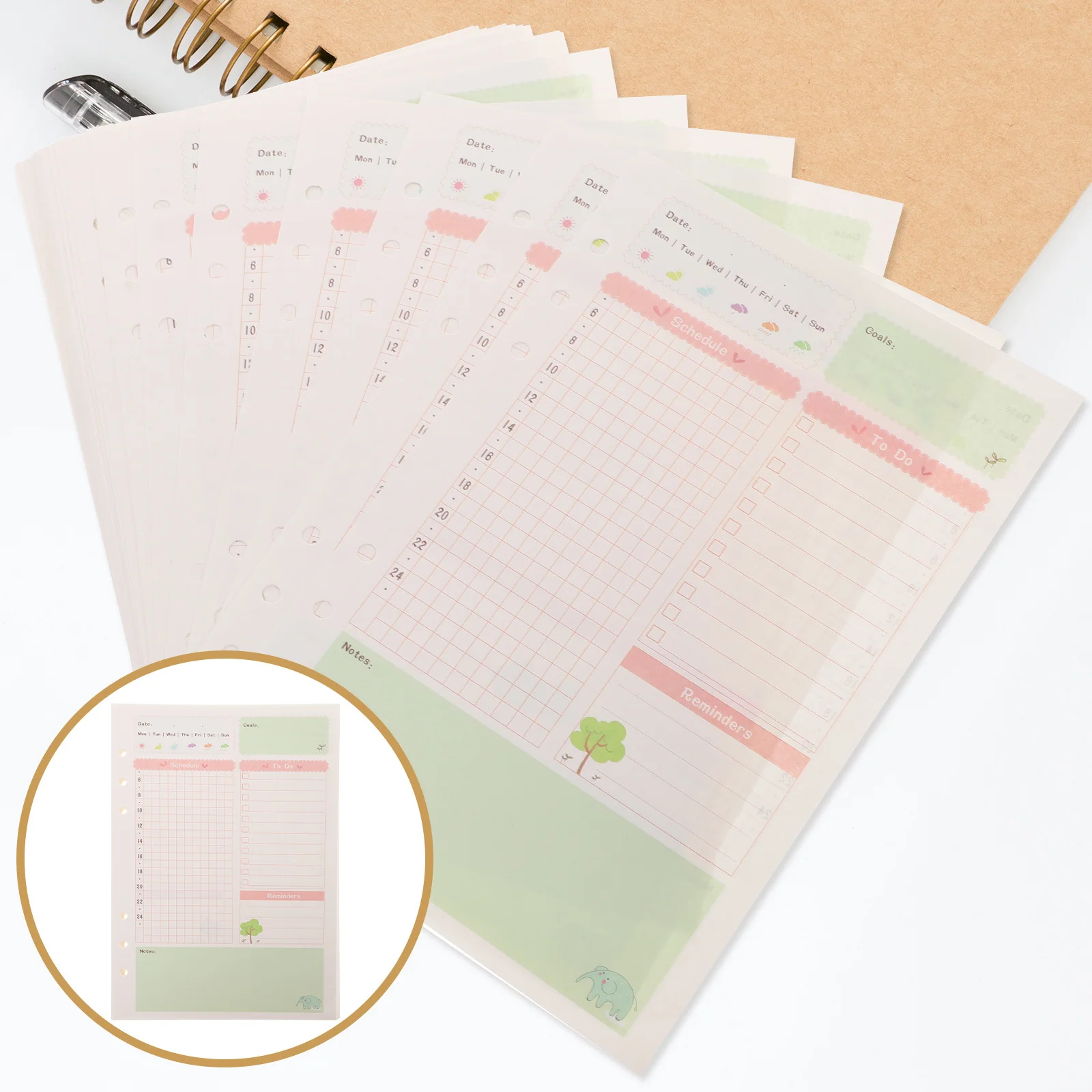 1 قطعة عبوات الورق الملونة A5 6 ثقوب فضفاضة ورقة ثقب دائري تصميم ل دوامة دفتر مخطط المفكرة الرسم اليومي الكتابة #3