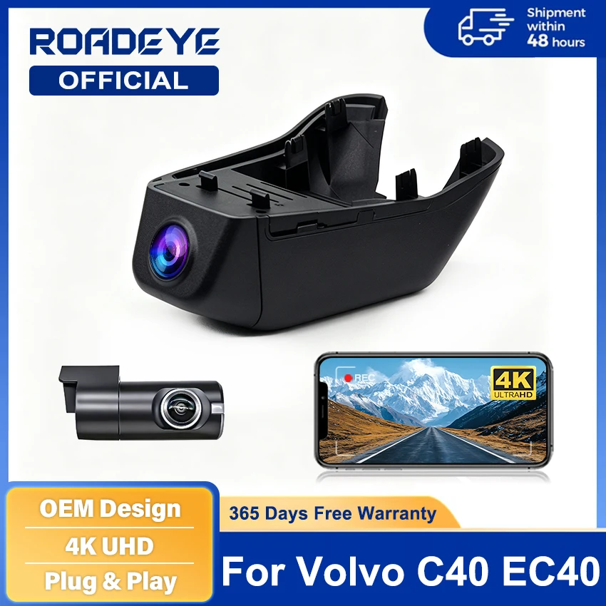 4k-uhd-car-dvr-wifi-dash-cam-camera-video-recorder-easy-installation-for-volvo-c40-ec40-2022~2024-2025-2026-car-video-recorder