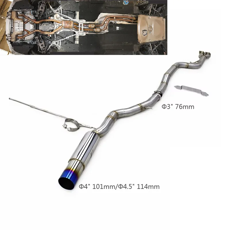 

Auto Straight Pipe Catback for BMW M3/M4 F80/F82 3.0T 2014-2019 3" Single Midpipe With Brace Exhaust Single Exit Catback Muffler