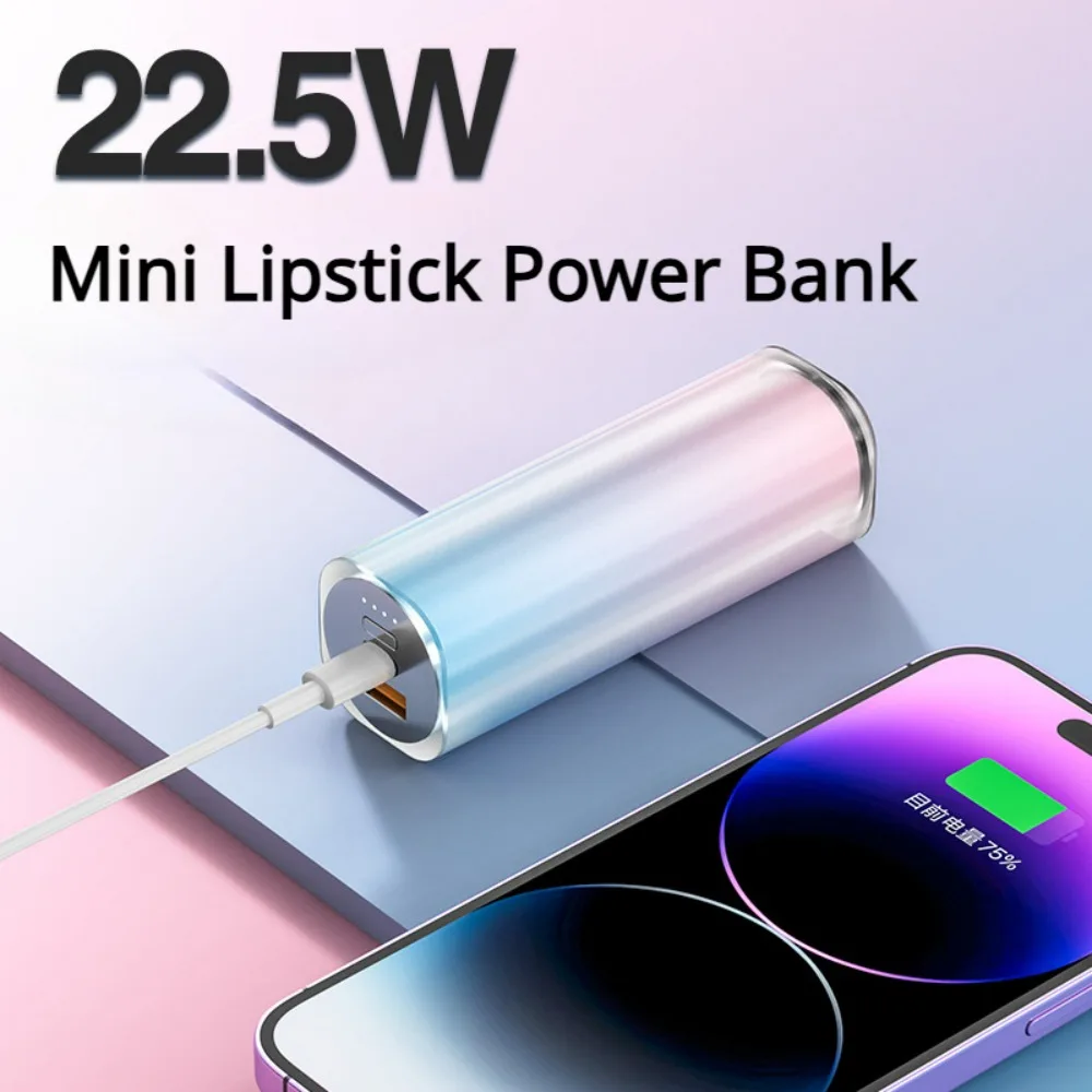 Hohe Kapazität 22,5 W Lippenstift Powerbank Kleine 10000 mAh Multifunktionale tragbare Schnelllade-Mini-Powerbank für iPhone Huawei