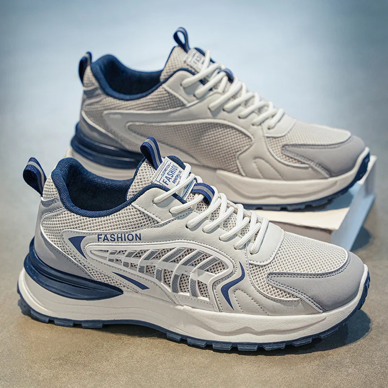 Summer Men's New Breathable Mesh Sports Shoes Korean Edition Trendy Versatile Thick Bottom Casual Dad Shoes Sneakers For Youth