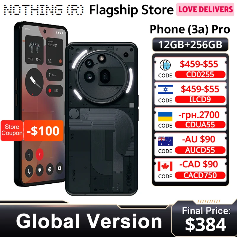 Nothing Phone (3a) Pro 5G NFC รุ่น Global สมาร์ทโฟนหน้าจอ AMOLED แบบยืดหยุ่นขนาด 6.77 นิ้ว ชิปประมวลผล Snapdragon 7s Gen 3 แบตเตอรี่ 50W รองรับการชาร์จ 50W