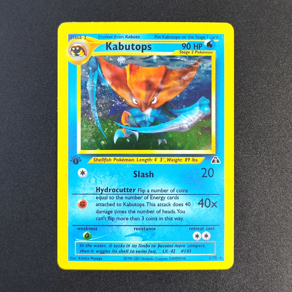 

Proxy Pokemon Card EN Gym Challenge 1st Kabutops 4/75 Super Rare Collectibles Card Single Classic Anime Cards Toys