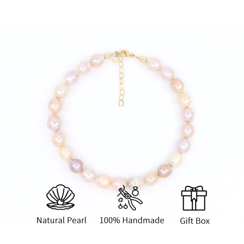 

MYSOYA Large Colored Baroque Freshwater Pearl Necklace 10-13mm With Gift Box, For Her/Him, Birthday/Wedding/Christmas/New Year