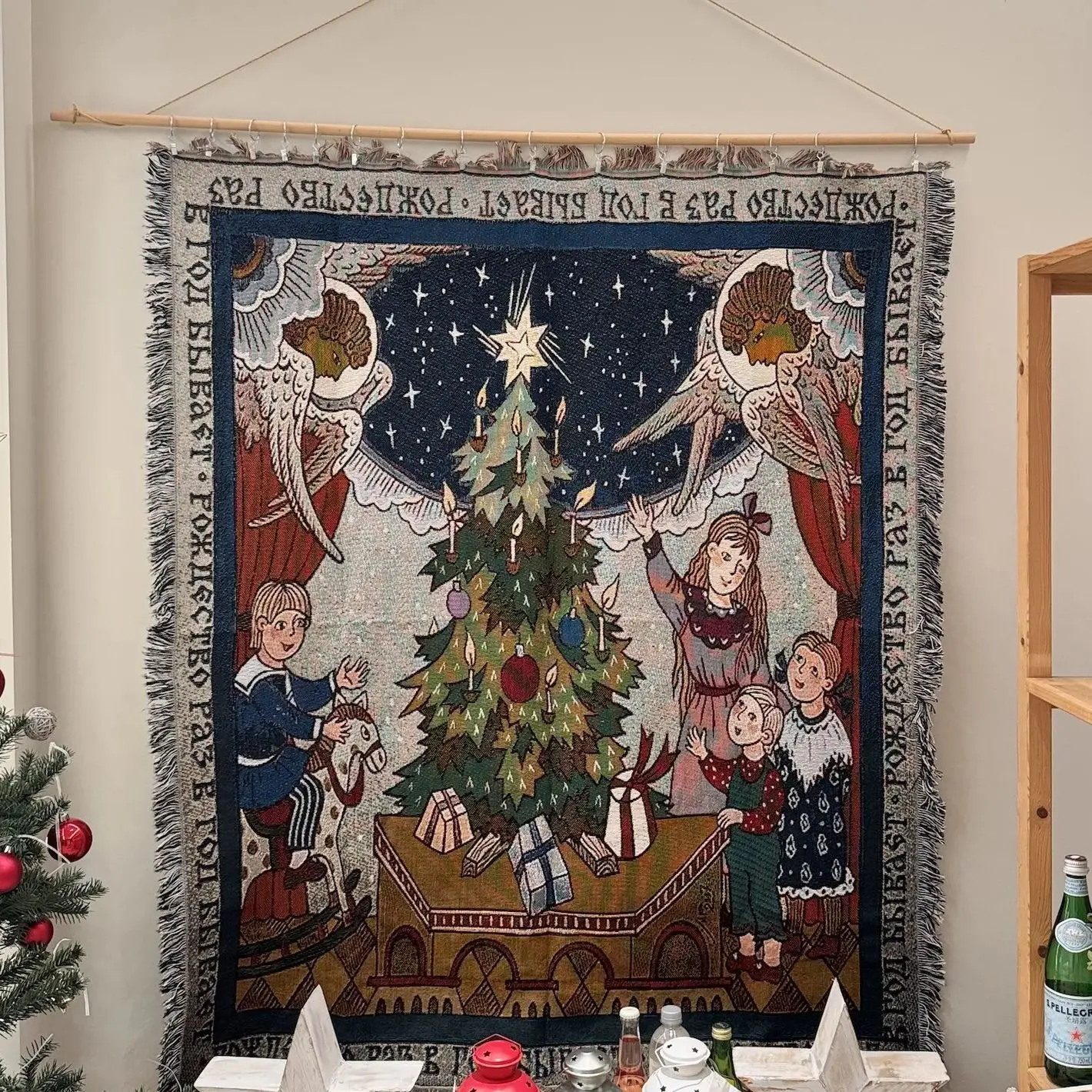 

New Years Gift Tapestry Throw Picnic Blanket Xmas Decor Sofa Cover Garden Knitted Blankets for Beds Christmas Tree Table Cloth