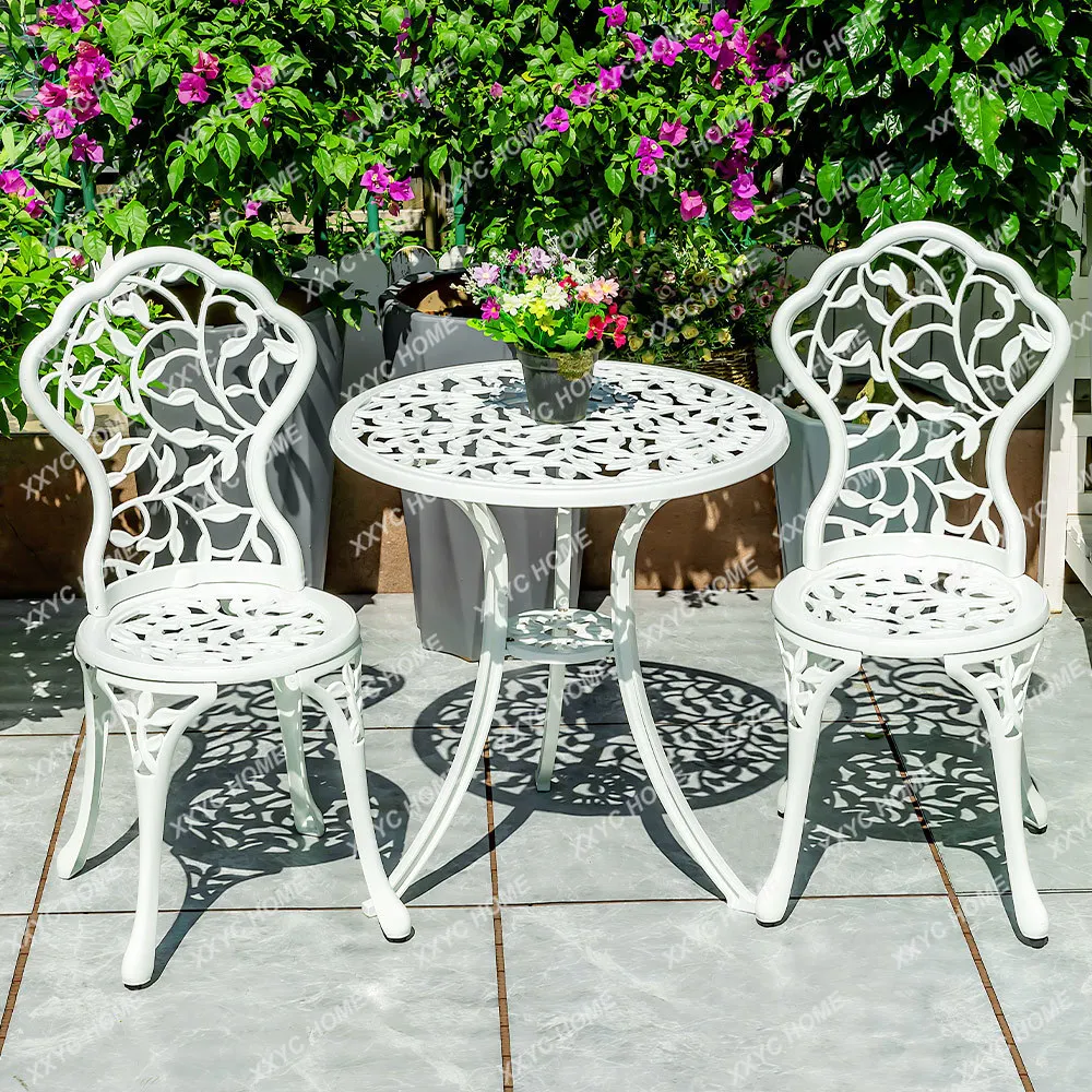 

Garden Furniture Sets Balcony 3PCS Set Cast Aluminum Outdoor Patio Furniture Leisure Iron Courtyard Garden Coffee Table