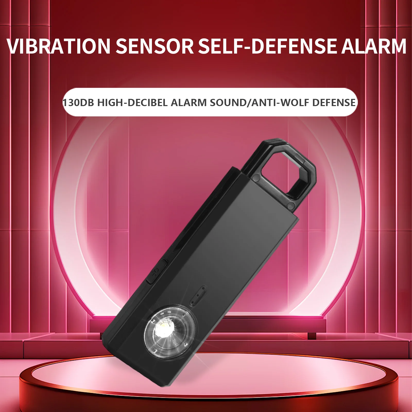 

130dB rechargeable personal safety alarm with LED light and vibration-triggered alert - Compact keychain alarm for women, teens