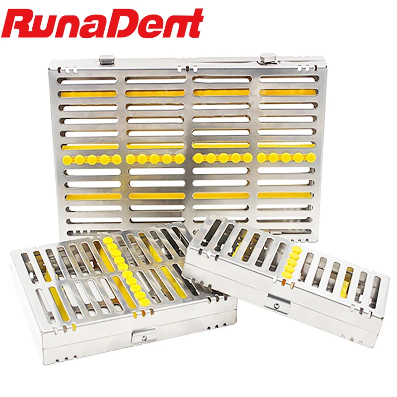 Stainless Steel Dental Autoclavable Surgical Sterilization Box Sterilization Rack Dental Cassette File Burs Disinfection Tray