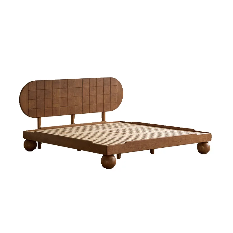 

Full solid wood bed North American cherry wood French retro light luxury simple 1.8 meters master bedroom double bed