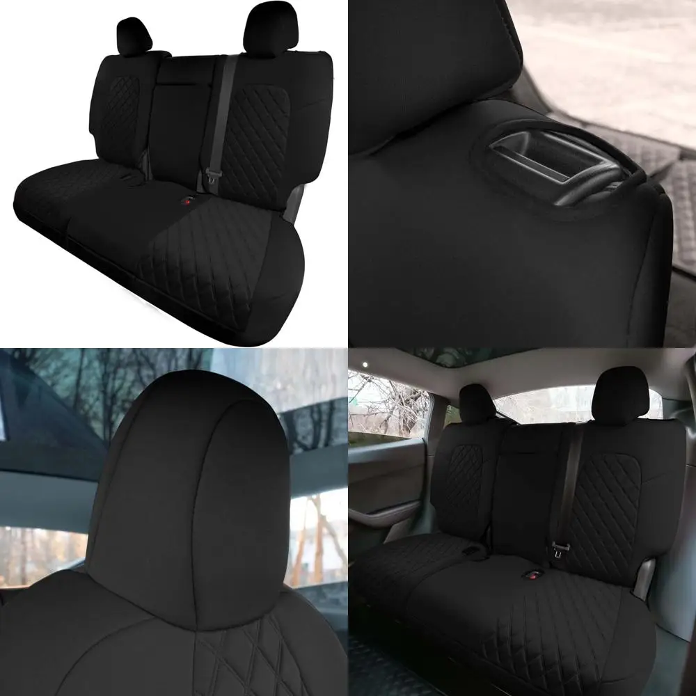 

Чехлы на автомобильные сиденья на заказ для Tesla Model Y 2020-2024 гг. Ультрафлексные неопреновые водонепроницаемые автомобильные чехлы на сиденья - задний комплект черного цвета