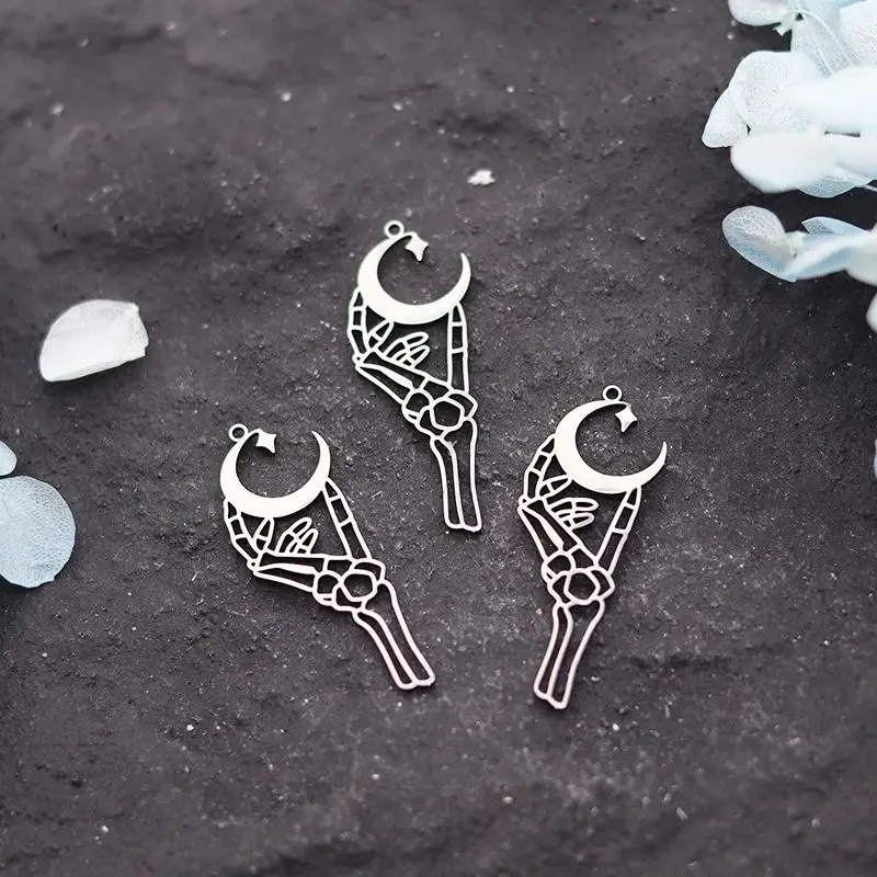 

3pcs Hands Holding the Moon Star Charms Stainless Steel Pendant for Jewelry Making Earrings Necklace Crescent Diy Accessories