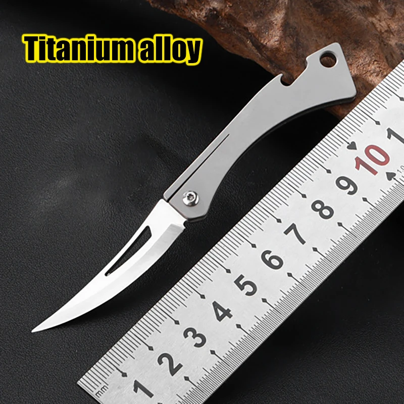 Mini Folding Knife Corkscrew Titanium alloy Knife Portable Pocket Knife Knife-edge Fruit Knife EDC Portable Emergency Tool