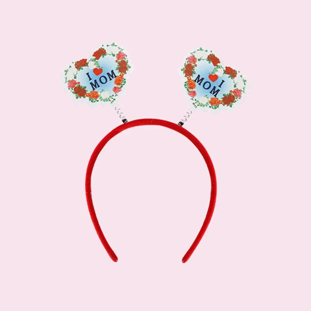 

Mothers Day Photo Prop Hairband Mothers Day Celebration Children's Flower Print Hairband Elastic Anti-slip I Love Mom Hair Hoop