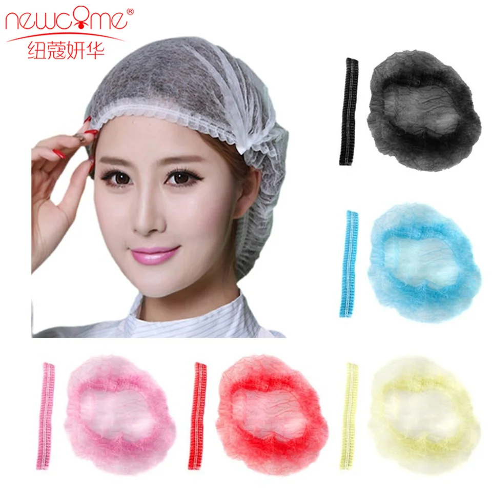 50/100pcs Disposable Plastic Shower Hair Cap Women Waterproof Pink Spa Salon Hotel Hair Dye Elastic Shower Cap Bathroom Supplies