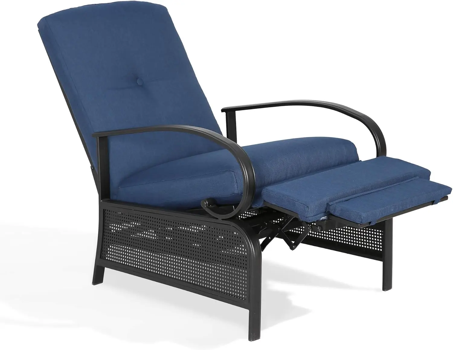 Adjustable Outdoor Reclining Lounge Chair Patio Recliner Chair with Strong Extendable Metal Frame and Removable