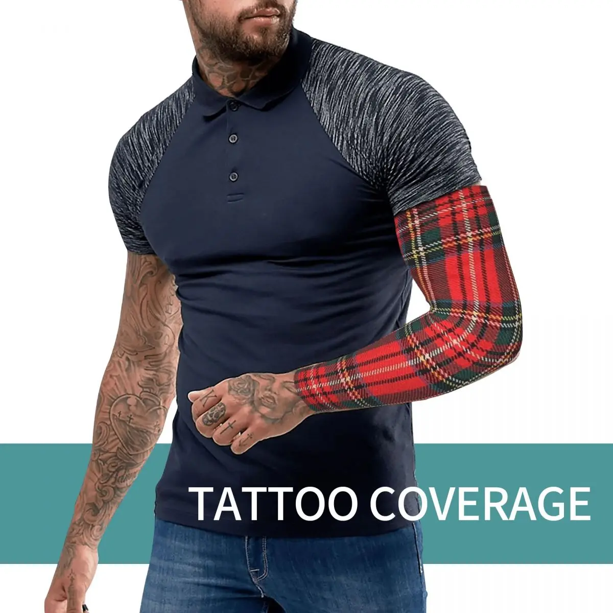 ロイヤル・スチュワート・タータン アウトドア アームスリーブ 日焼け止め UVカット サマー サイクリング タトゥースリーブ