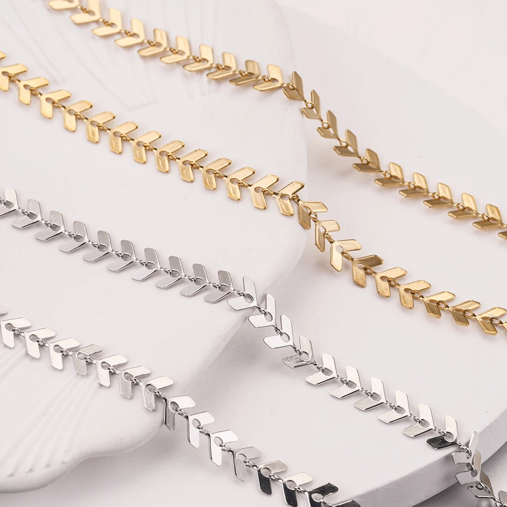 

1M 6mm Gold-Plate Stainless Steel Cable Chains Bulk Arrow Aircraft Chain for Anklet Necklace Bracelet Jewelry Making Supplies