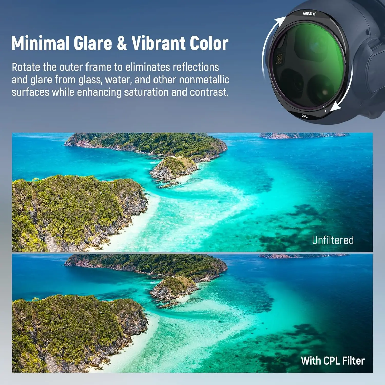 Zestaw filtrów NEEWER CPL + ND do DJI Mavic 4 Pro (4 sztuki) nakręcane filtry polaryzacyjne ND8 ND16 ND32 z magnetycznym etui do przechowywania — zdjęcie produktu 4