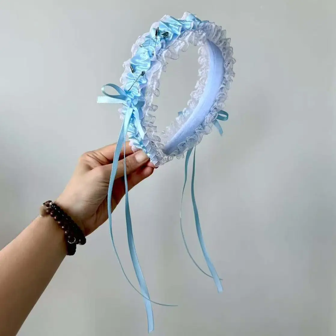 리본, 레이스 및 버클이 있는 소녀용 로리타 머리띠, 여성용 빈티지 스타일 헤어 밴드 후프, 할로윈 파티 헤어 액세서리