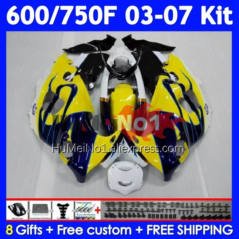 Kit For SUZUKI KATANA GSXF600 GSXF 600 750 115No.16 GSXF750 03 04 Blue yellow 05 06 07 GSX600F 2003 2004 2005 2006 2007 Fairing