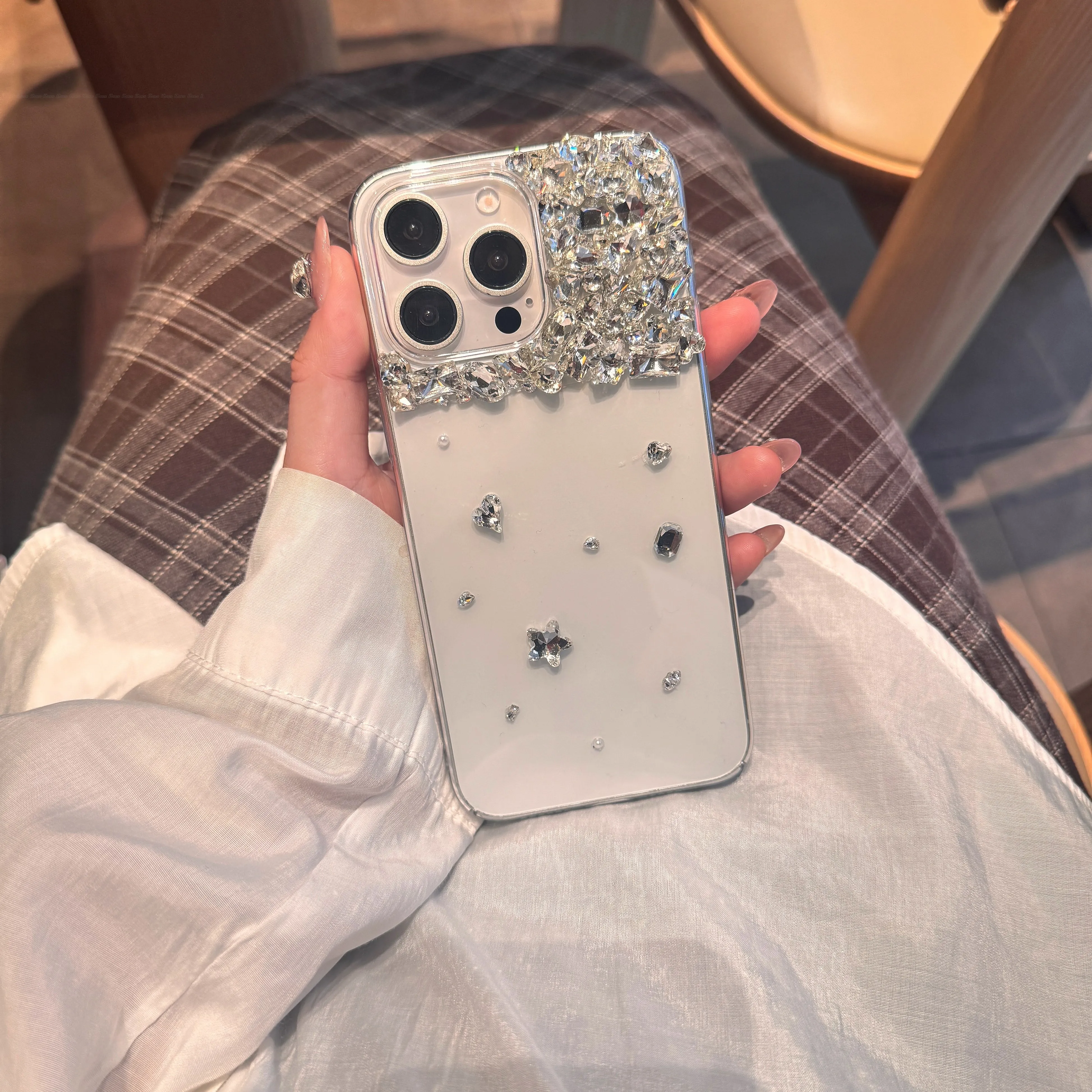 

Роскошный блестящий алмазный кристалл ручной работы для iPhone 15, 16, 14, 13, 12, 11 Pro Max Mini XS X XR Plus, жесткий чехол для телефона из ПК с задней крышкой