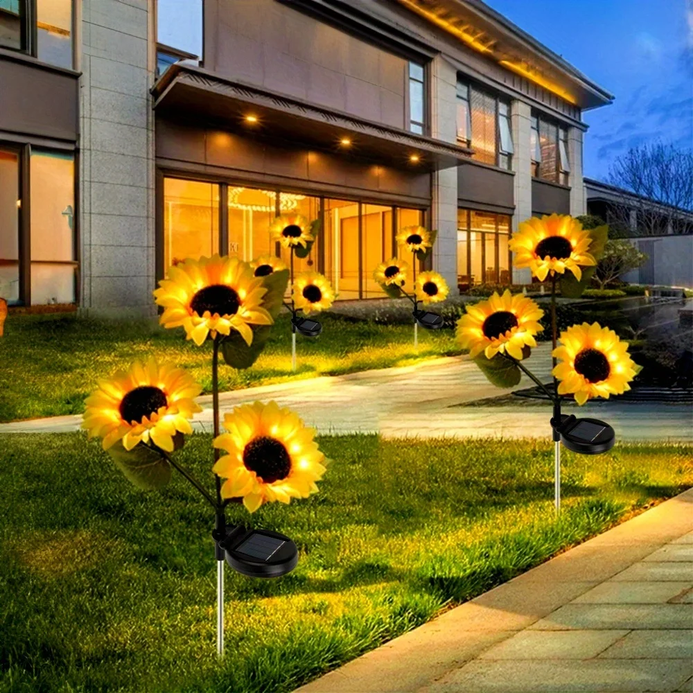 

Solar Sunflower Garden Lights Outdoor LED Stake Lights Decorative Lightings Waterproof for Patio Pathway Lawn Yard Decoration