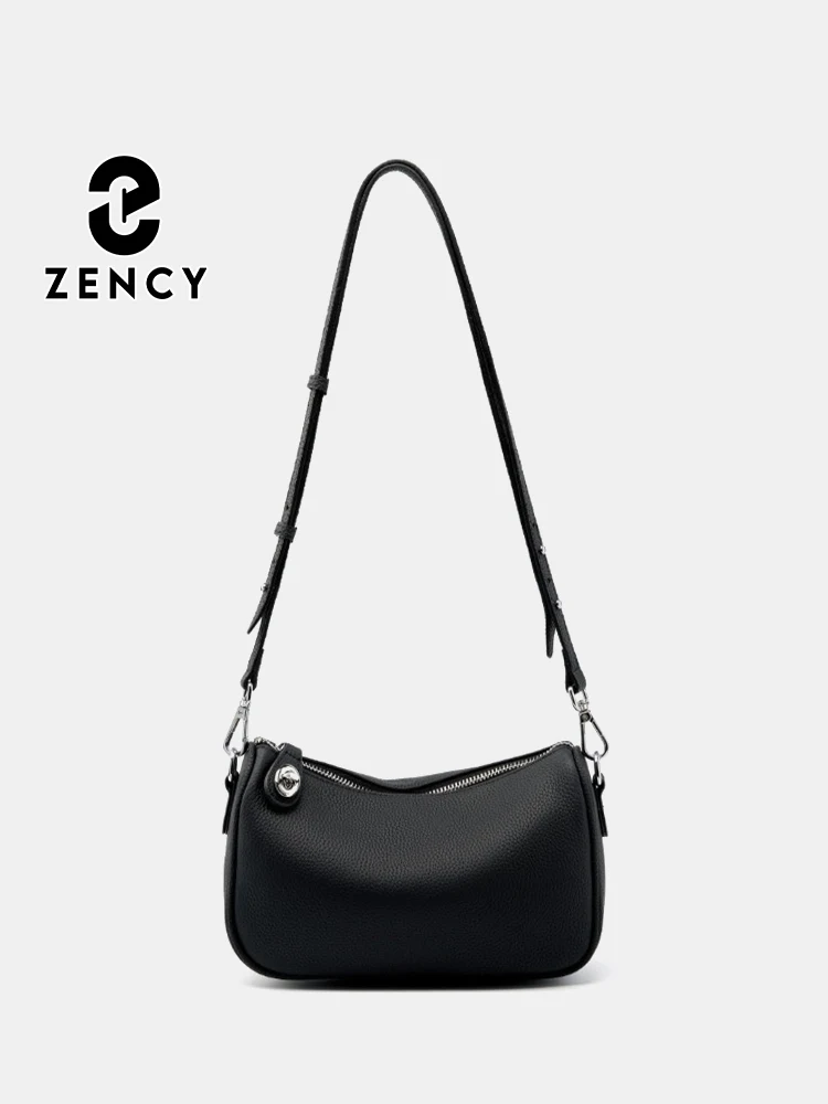 Zency damska miękka torba na ramię z prawdziwej skóry wysokiej jakości pojemne torby Hobo torebka czarny Khaki Crossbody proste modne torby