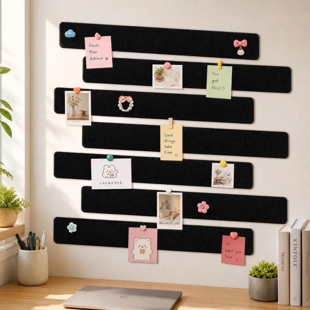 8PCS Polyester Fiber Felt Strip Adhesive Tabs Included Practical Bulletin Board Strip Decorative Felt Bulletin Board Home Office