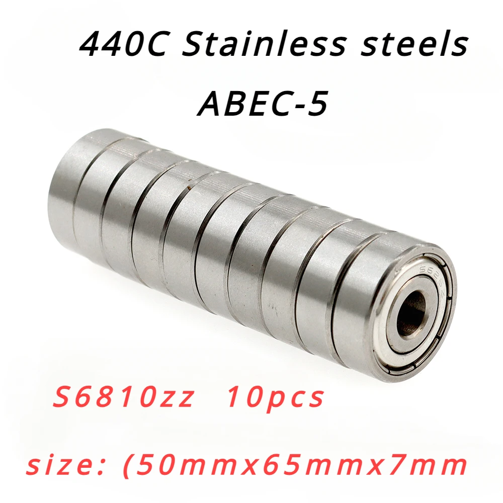 rolamentos de esferas profundos do sulco do abec5 elevado desempenho s6810zz 50x65x7 mm 10 pcs aco inoxidavel veekaft440c 01