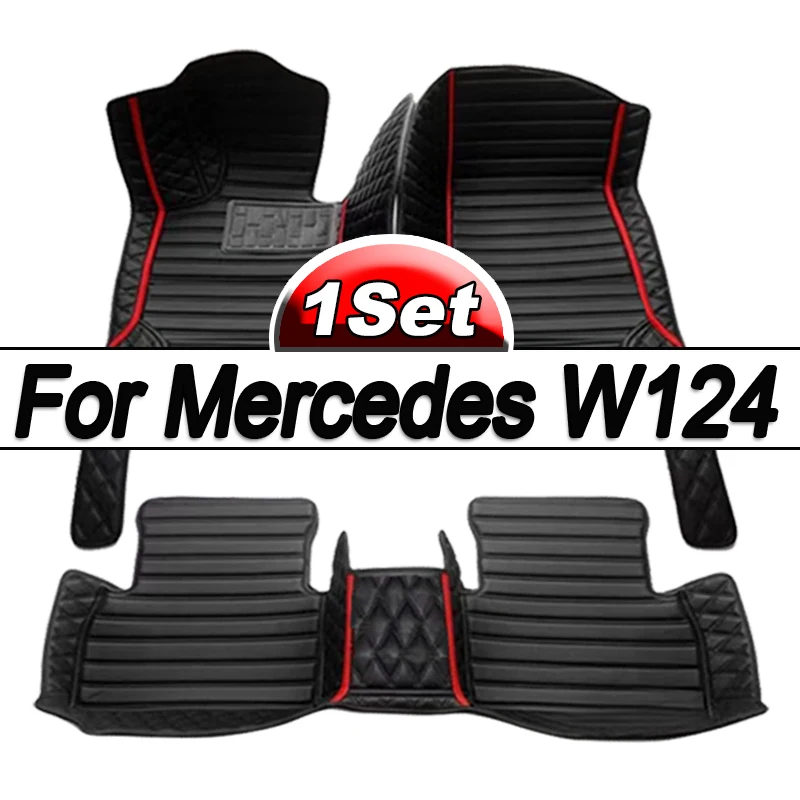 Custom Automotive Car Floor Mats For Mercedes W124 1985 1986 1987 1988 1989 Auto Luxury Leather Men Women Car Mats Full Coverage