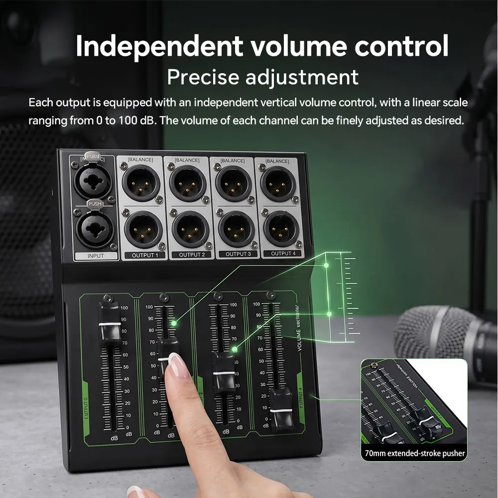 Pasywny kontroler głośności do monitorów, wejście i wyjście XLR, pasywny kontroler stereo, kontroler regulacji głośności bez strat, Plug & Play — zdjęcie produktu 3