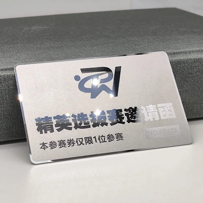 custom.Custom Printing Stainless Steel Business Card Silver Mirror Metal Warranty Card