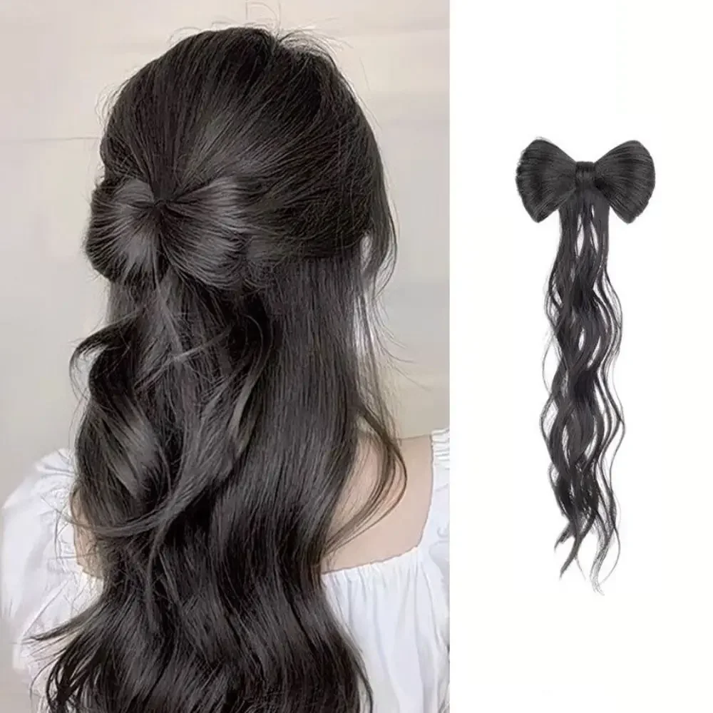 Bowknot Half-tie High Ponytail Wig Clip Hair Bag Meatball Head Hanfu Braid Wig Braid Ponytail