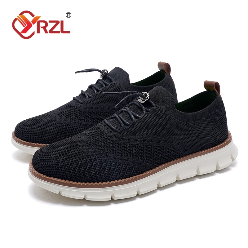 YRZL Mesh Loafers Mens Casual Sneakers Lightweight Breathable Lace Up Shoes Comfortable Big Size 39-48 Walking Shoes for Men