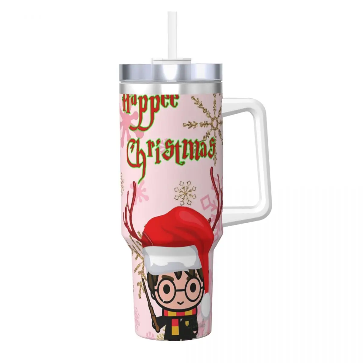 Stainless Steel Tumbler Harrys Potters Mugs Cup Straws Christmas Hot Drinks Water Bottle Keep Heat Large Capacity Coffee Mug