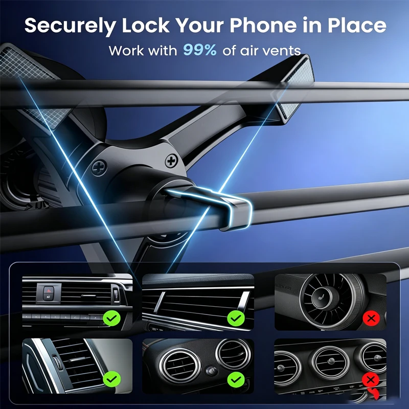 25W Schnelles Magnetisches Kabelloses Ladegerät für Auto-Lüftungshalterung mit 360° Rotation Handyhalterung für iPhone 17 Samsung Galaxy S26 Ultra Android – Detail 8