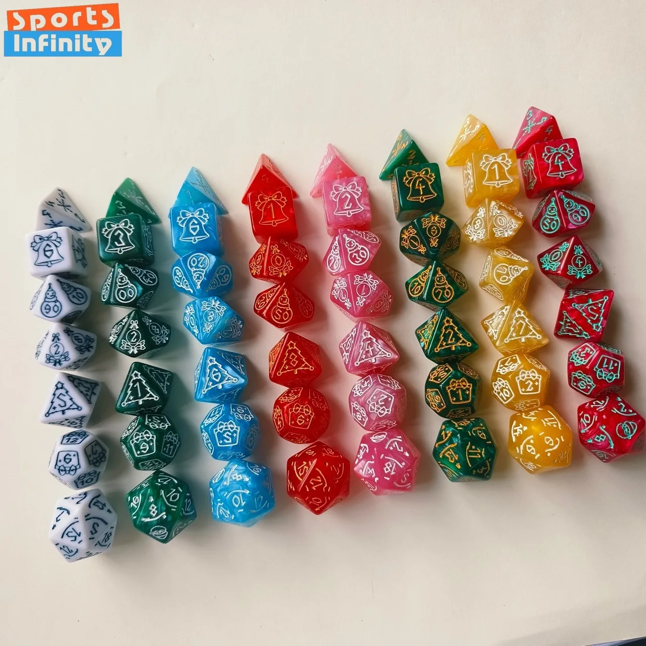 7pcs/set New Snowman Christmas Tree Pattern Christmas Dice DND Number Dice Running Team Board Game Dice Set Christmas Supplies