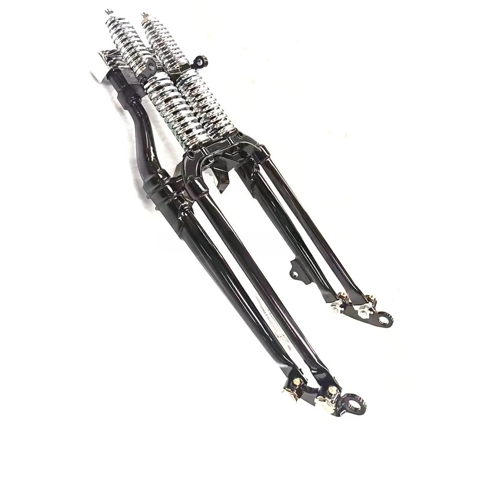 High Carbon Steel Chrome Plated Black Springer Front Fork Vintage Motorcycle Classic Body System Accessories Size 18-26