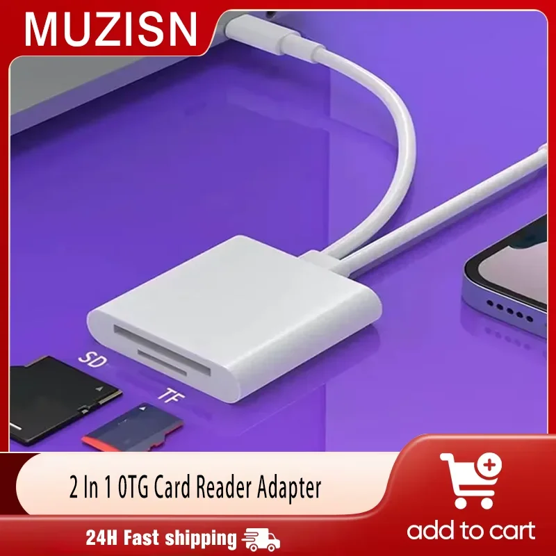 

2 In 1 OTG Card Reader Type C For 8-PIN to SD/Micro SD/TF Memory Card Adapter For iPhone 16 15 14 Pro Macbook Laptop Cardreader