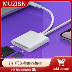 2 In 1 OTG Card Reader Type C For 8-PIN to SD/Micro SD/TF Memory Card Adapter For iPhone 16 15 14 Pro Macbook Laptop Cardreader