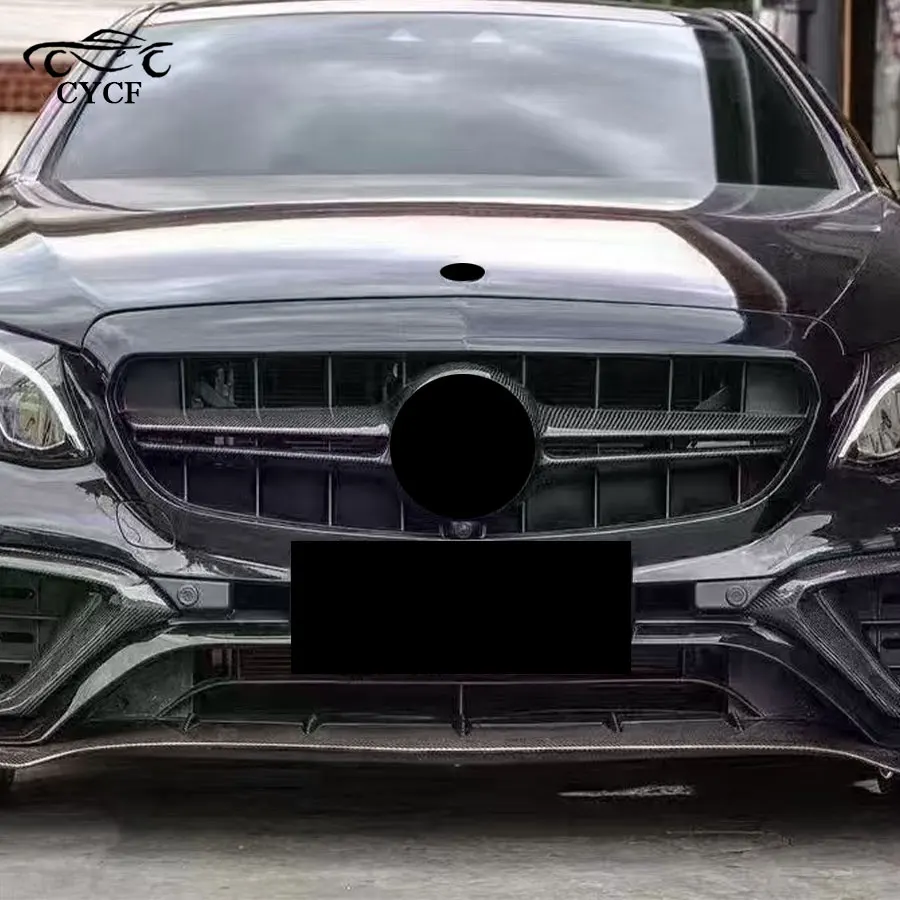 For Mercedes-Benz W213 C238 A238 E-Class E300 E200 E260 E63 GT 2016-2020 Carbon Fiber Front Bumper Engine Hood Grille Body Kit