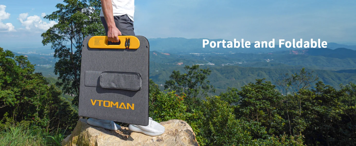 VTOMAN VS200 200W Portable Solar Panel, 19V Foldable Solar Charger for Power Stations, 23% High Efficiency, IP67 Waterproof with Kickstands, Solar Panel Kit for Backyard Off-Grid Systems