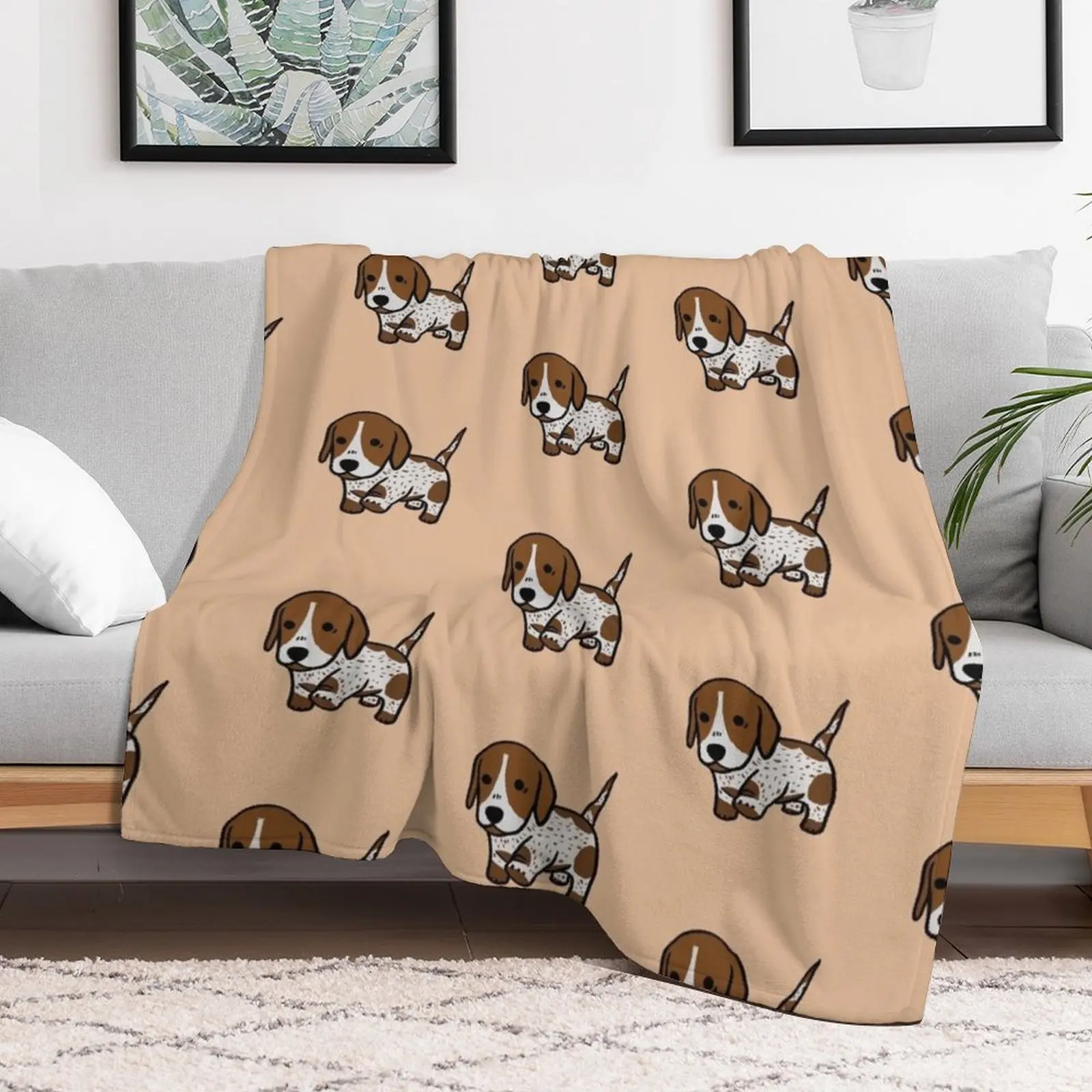 

Tippy Tappy Cute Dachshund Puppy Light Brown Piebald Brindle Throw Blanket For Sofa Thin Flannel Fabric Heavy Blankets