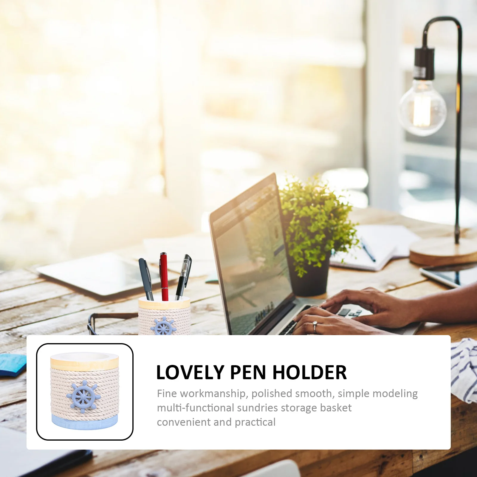 1pc Wooden Pen Holder Desktop Pencil Organizer Storage For Makeup Brushes Stationery Container Tabletop Sundries Basket